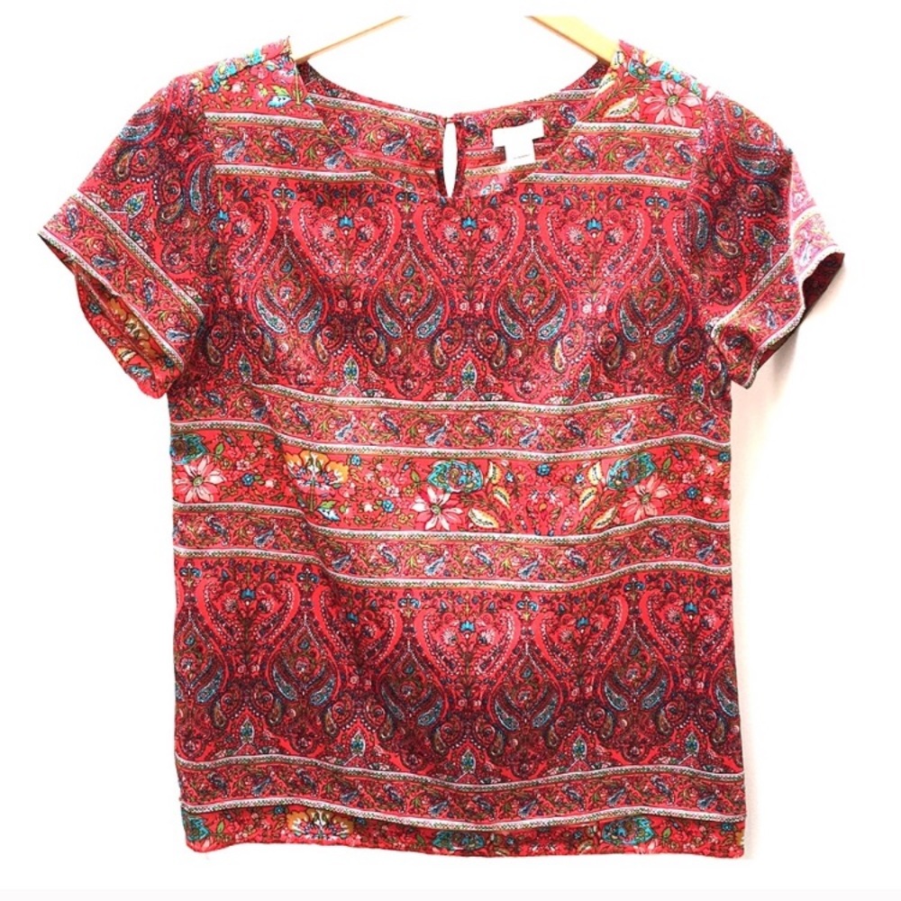 J. Crew Red Paisley Blouse NWOT